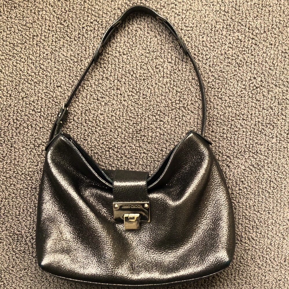 JIMMY CHOO RACHEL GLITTERING LEATHER SHOULDER BAG